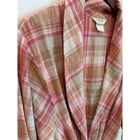 Cherokee Plaid Robe - 55%linen 45% Cotton - Picture 2 of 8